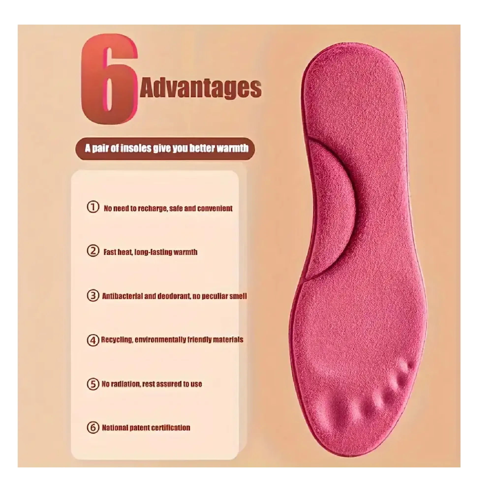 1Pair Of Self-heating Insoles, For Feet With Memory Foam And Arch Support, Women's Winter Sports Shoes Self-heating Insoles