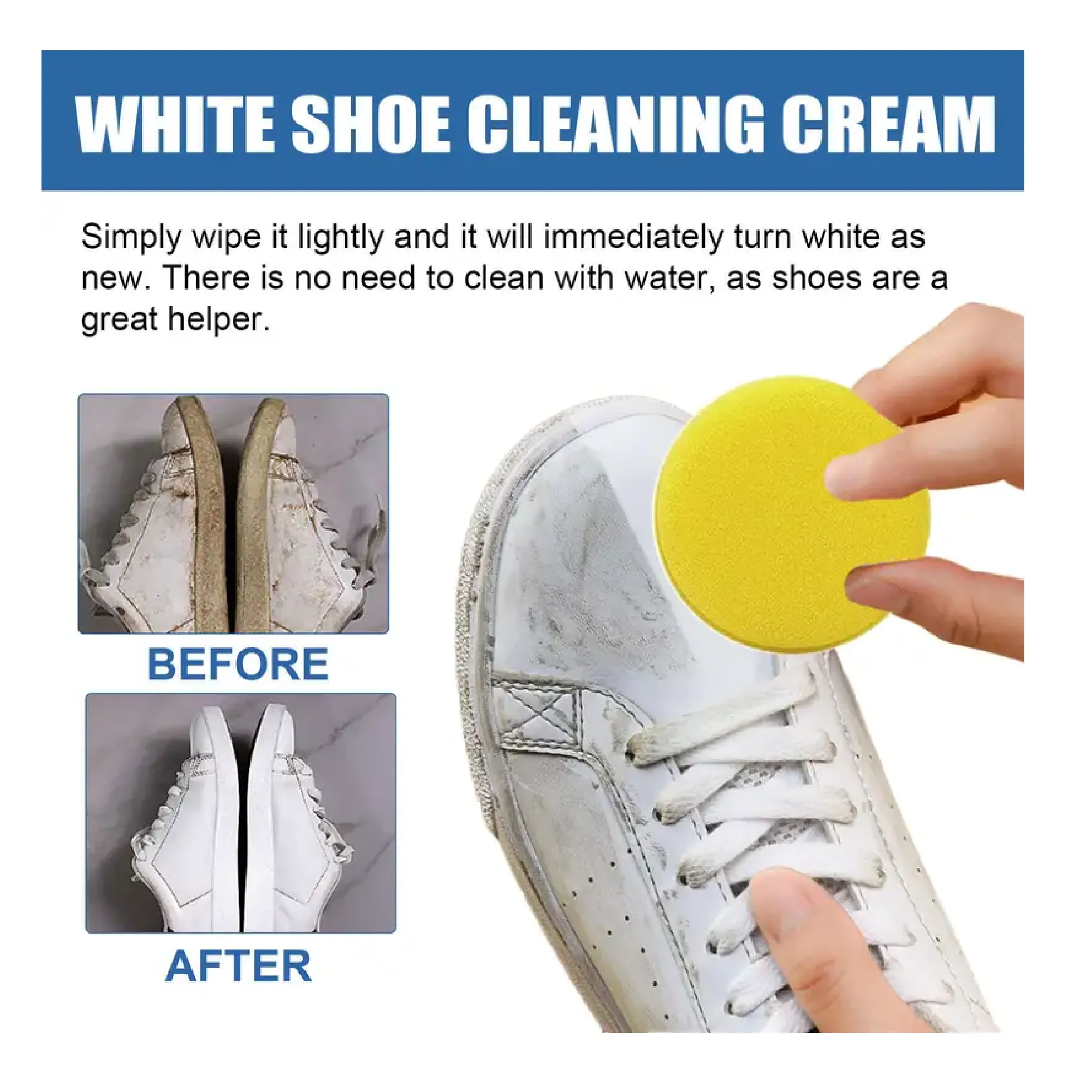 1pc Small Shoe Cleaning Cream White Shoe Cleaning Stained, Yellowing Shoe Edge No-Rinse Cleaning Cream