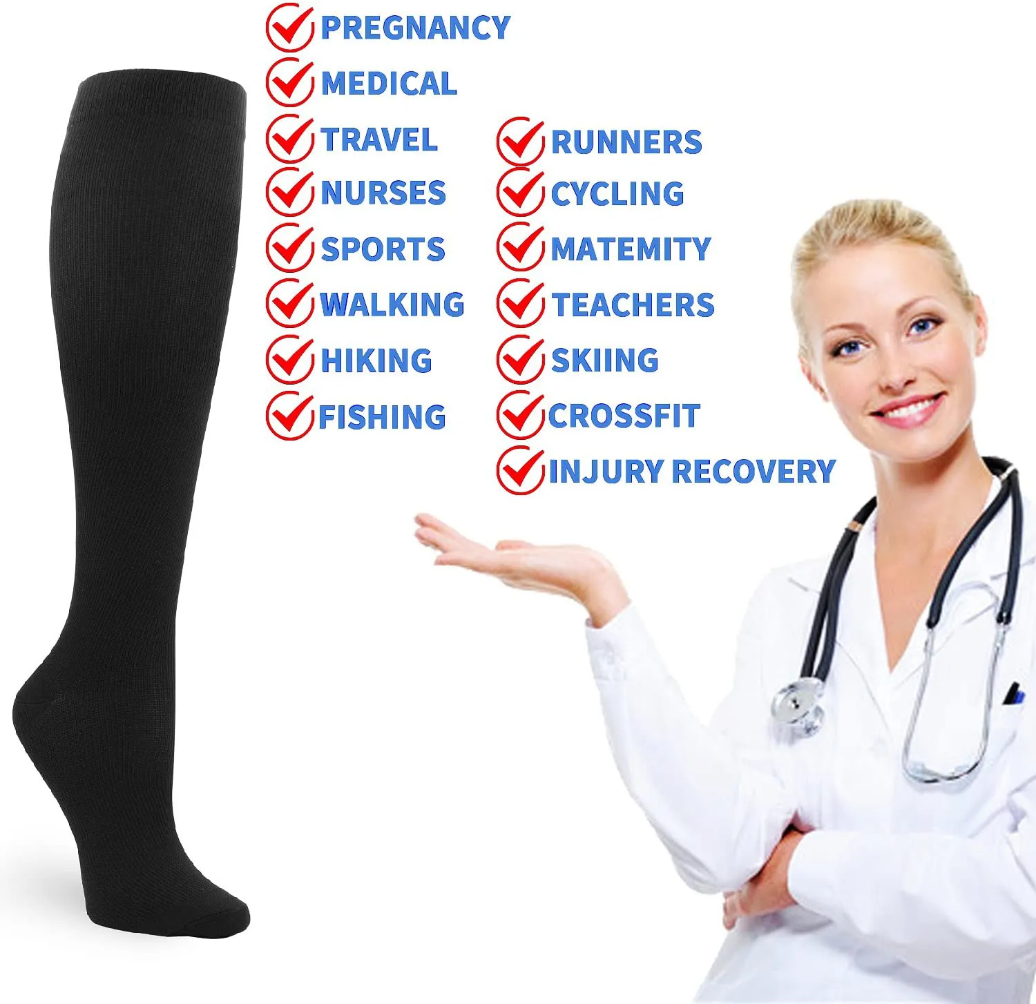 8 Pairs Compression Socks Men Women 20-30 mmHg Compression Stockings for Sports