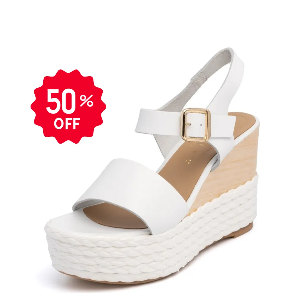 AMATA Fiorina White Plaform Sandals