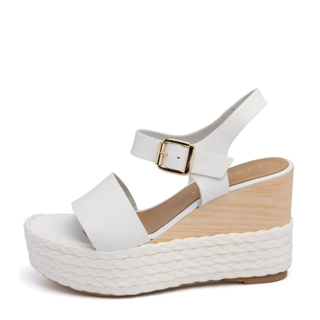 AMATA Fiorina White Plaform Sandals