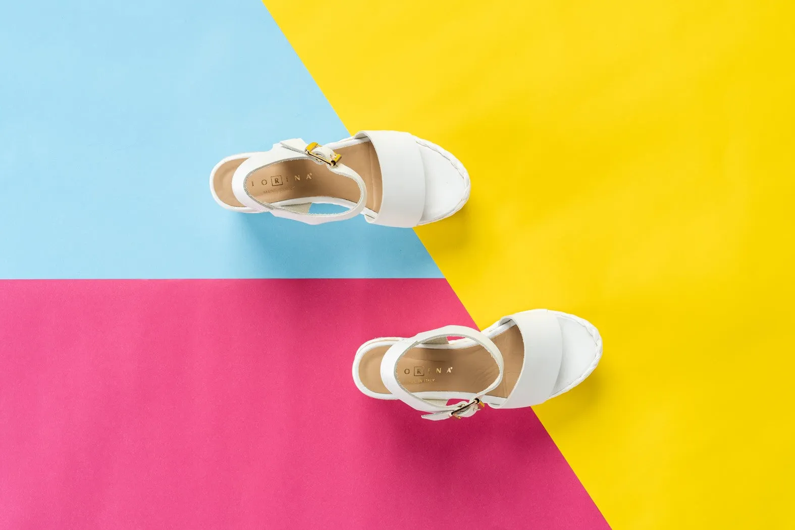 AMATA Fiorina White Plaform Sandals