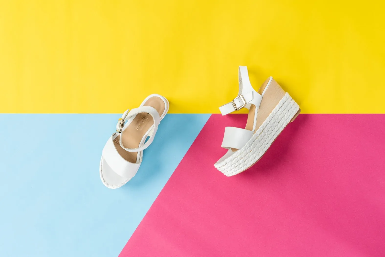 AMATA Fiorina White Plaform Sandals