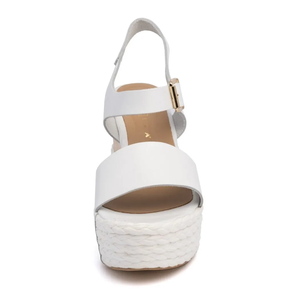 AMATA Fiorina White Plaform Sandals