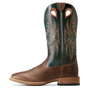 'Ariat' Men's 12" Granger Ultra Western Square Toe - Brown Bark / Sea Green