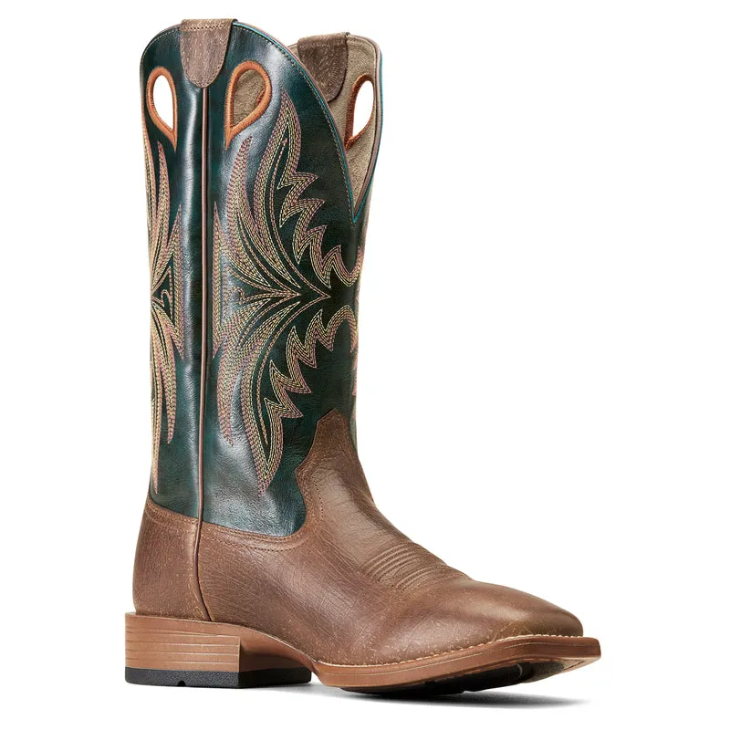 'Ariat' Men's 12" Granger Ultra Western Square Toe - Brown Bark / Sea Green