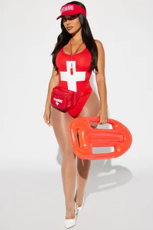 Babe Watching LifeGuard 5 Piece Costume Set - Red