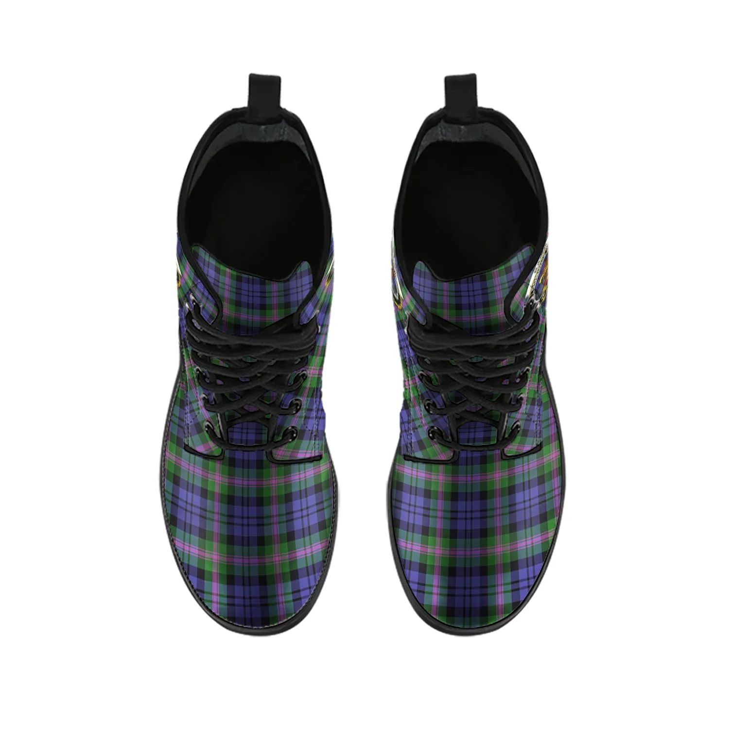 Baird Modern Tartan Leather Boots with Family Crest