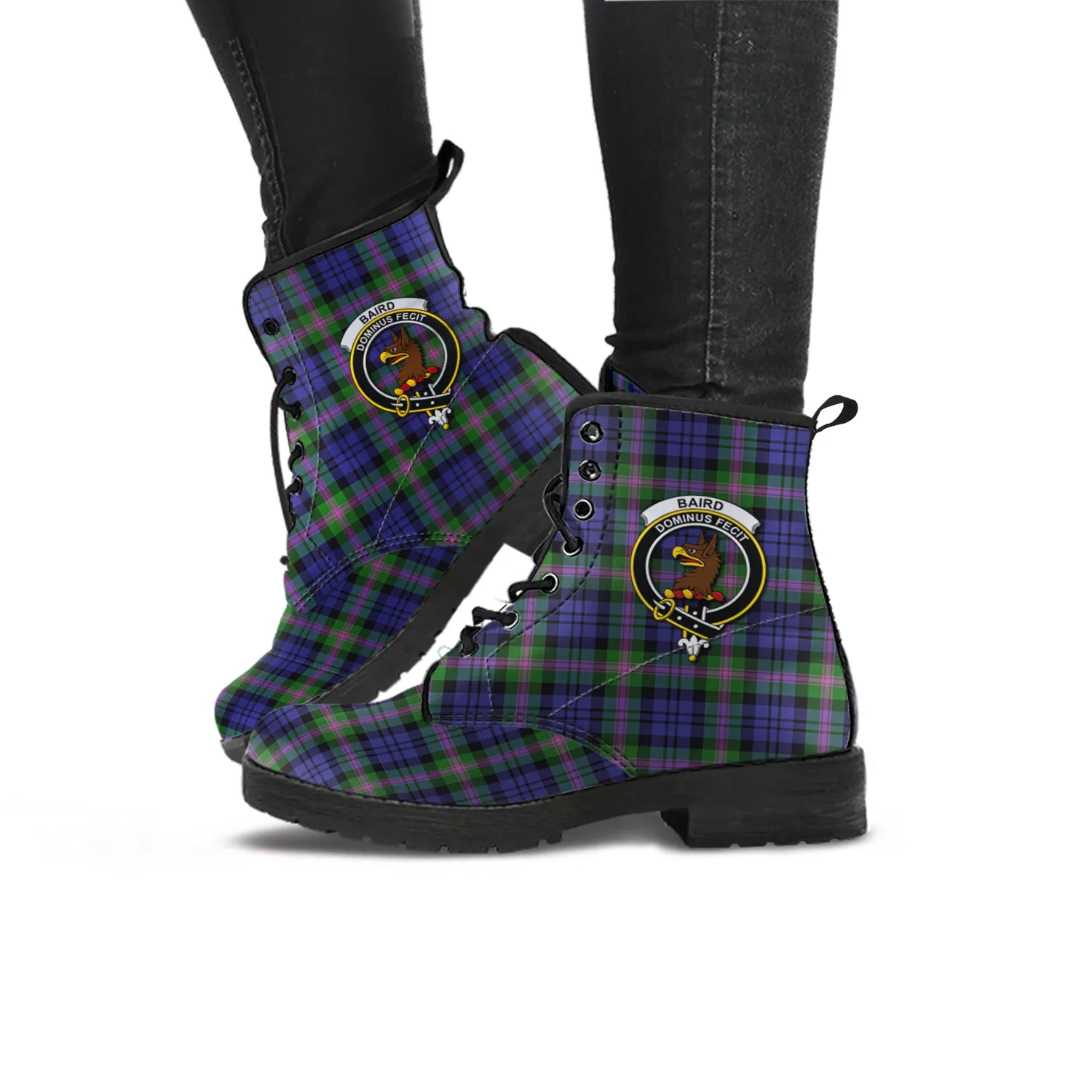 Baird Modern Tartan Leather Boots with Family Crest