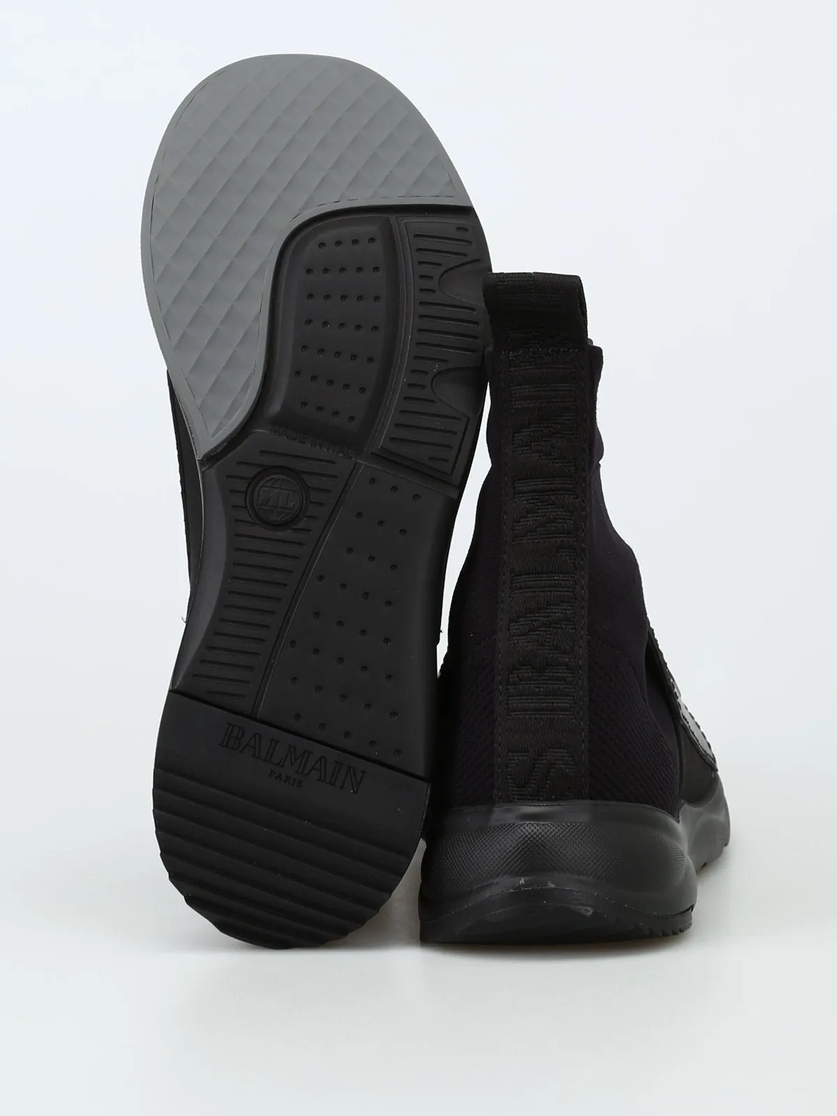 Balmain Logo Embossed Sock Sneakers