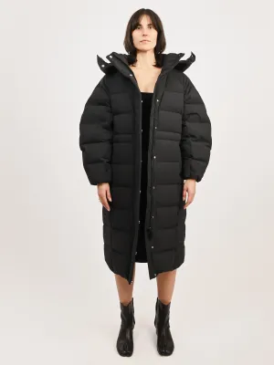 Black Tech Seersucker Puffer Coat