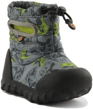 Bogs Bmoc Snow Dino In Grey Black For Infants