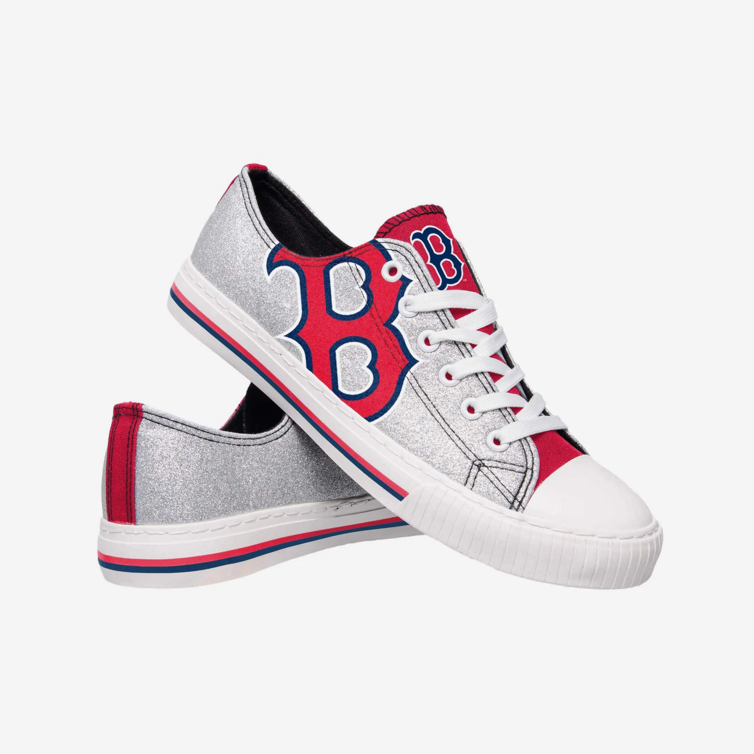 Boston Red Sox Womens Glitter Low Top Canvas Shoe