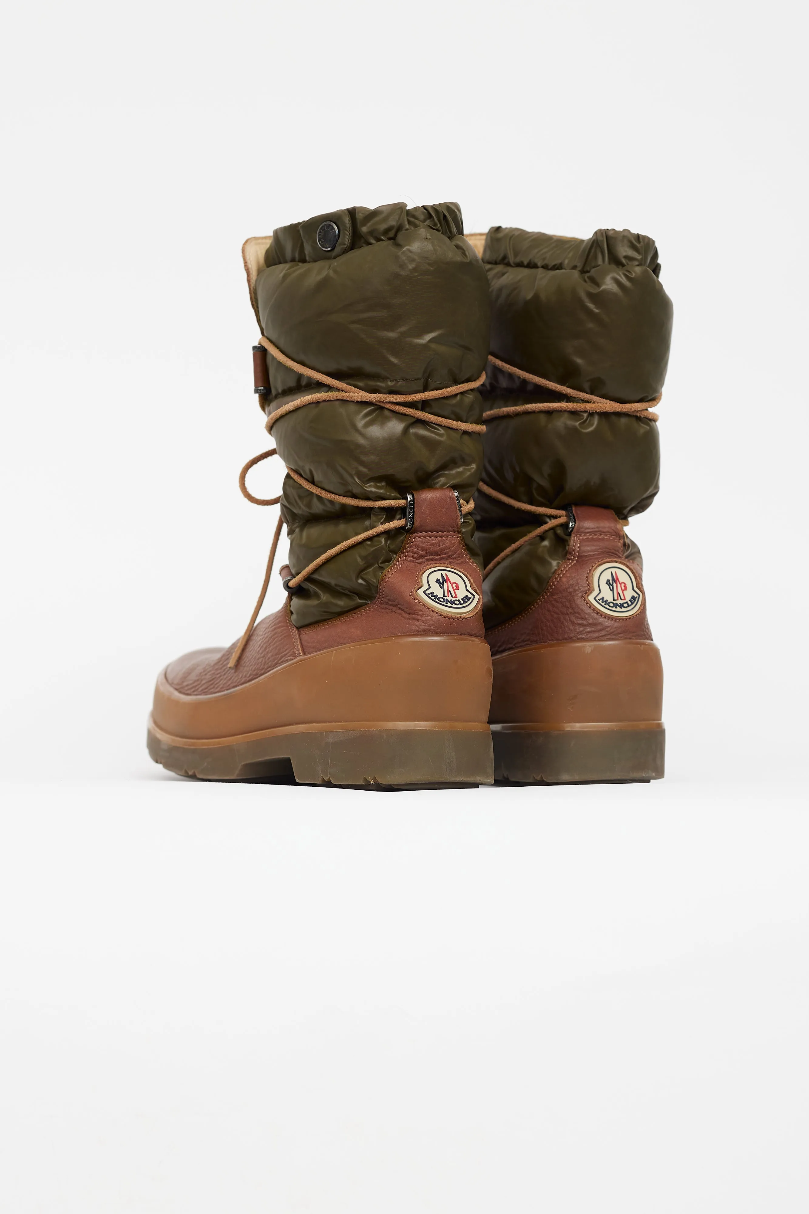 Brown Leather Green Puffer Bernoise Boot