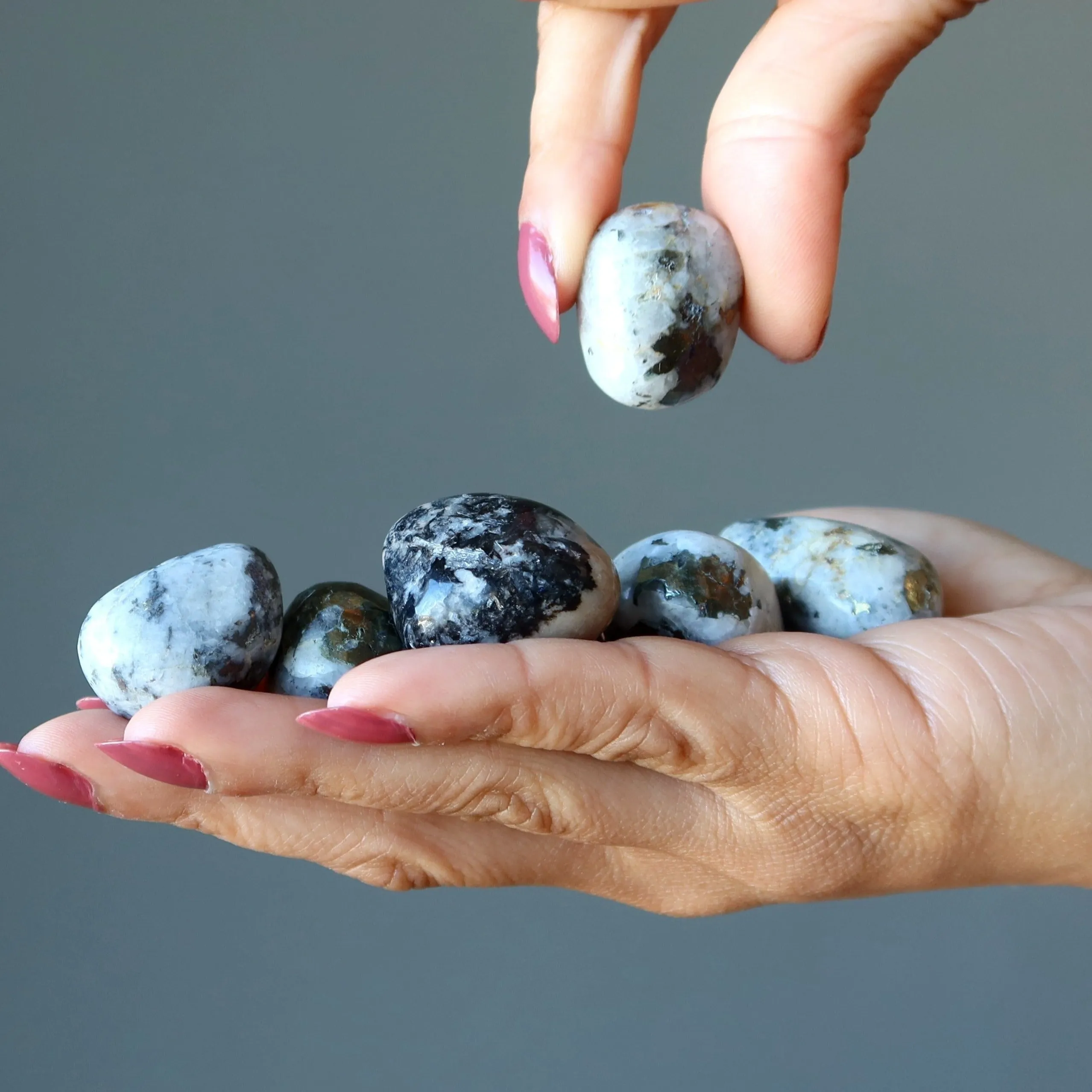 Chalcopyrite Tumbled Stone Snow Quartz Gold