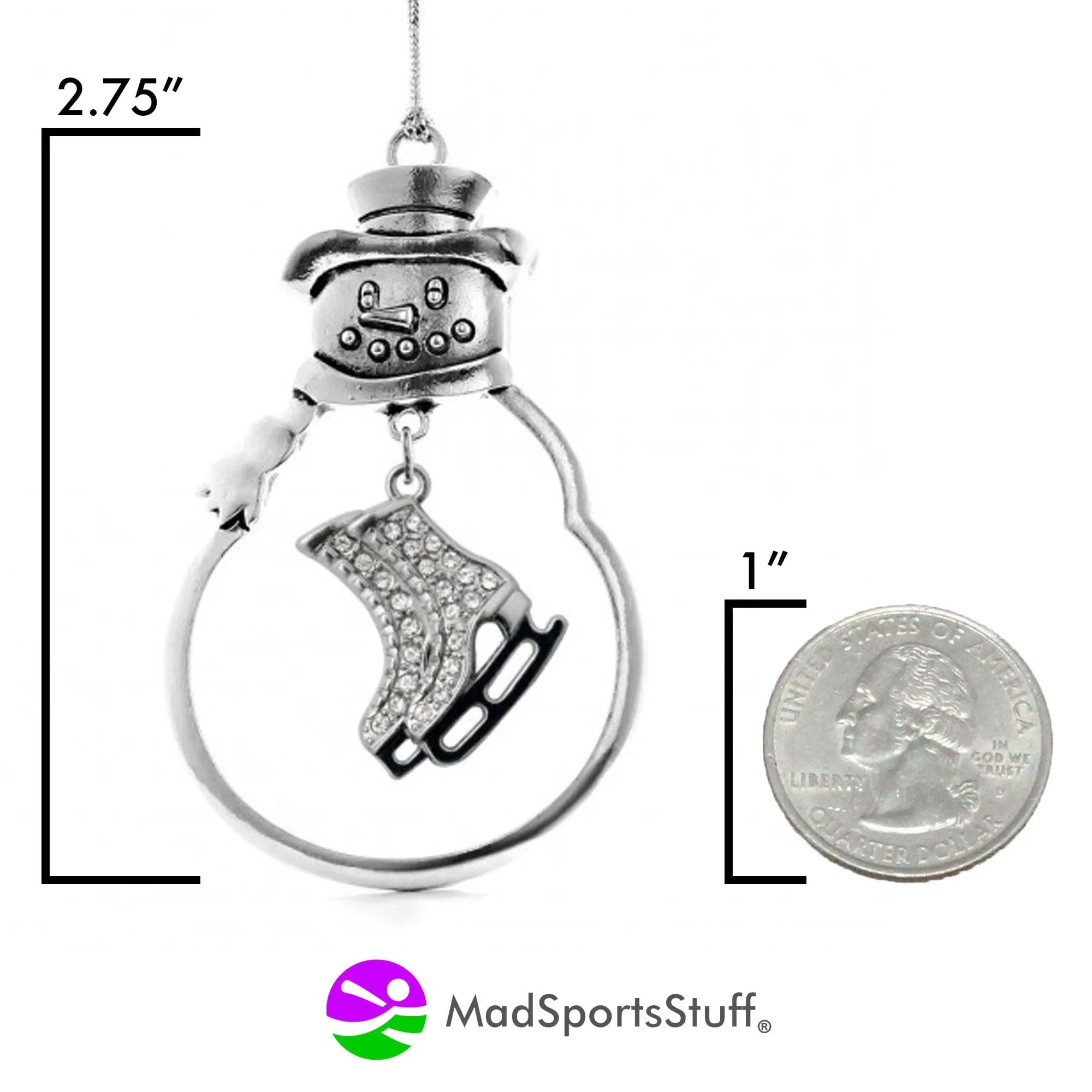 Christmas Ornament with Crystal Ice Skates charm