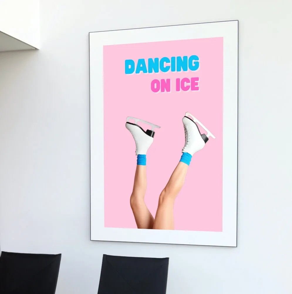 Dancing On Ice Ice Skating Poster PRINTABLE WALL ART, One Piece Poster, Pink Preppy Wall Art, Dorm Room Decor, Sports Academia Aesthetic