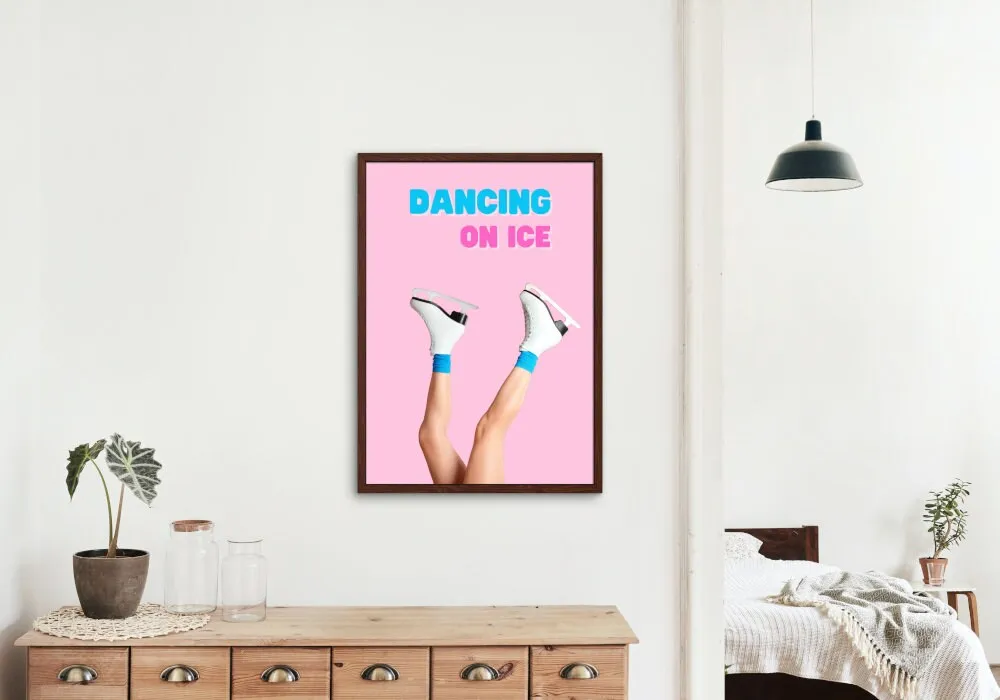 Dancing On Ice Ice Skating Poster PRINTABLE WALL ART, One Piece Poster, Pink Preppy Wall Art, Dorm Room Decor, Sports Academia Aesthetic