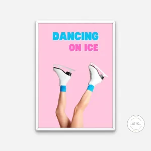 Dancing On Ice Ice Skating Poster PRINTABLE WALL ART, One Piece Poster, Pink Preppy Wall Art, Dorm Room Decor, Sports Academia Aesthetic