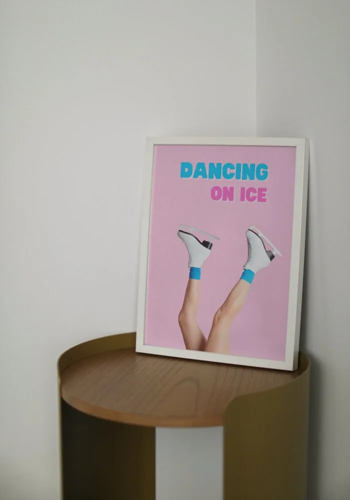 Dancing On Ice Ice Skating Poster PRINTABLE WALL ART, One Piece Poster, Pink Preppy Wall Art, Dorm Room Decor, Sports Academia Aesthetic