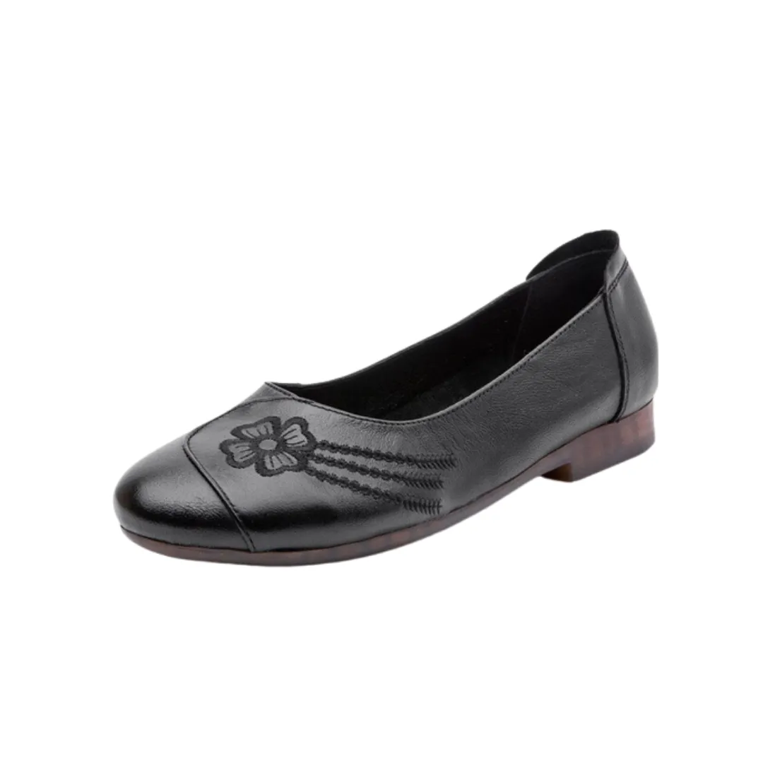 Dianna Women's Embroidered Soft Leather Slip-On Loafer Shoes