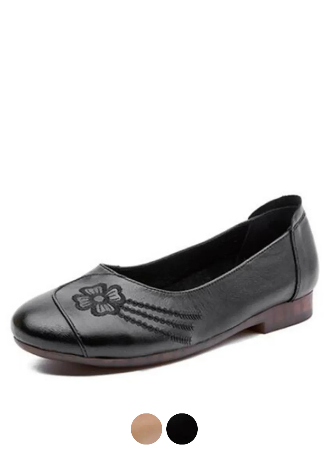 Dianna Women's Embroidered Soft Leather Slip-On Loafer Shoes