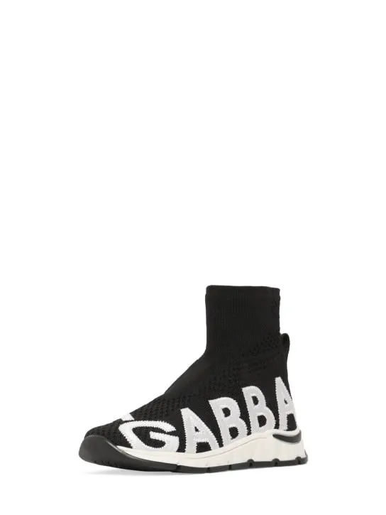 Dolce&amp;Gabbana   Logo intarsia knit sock sneakers 