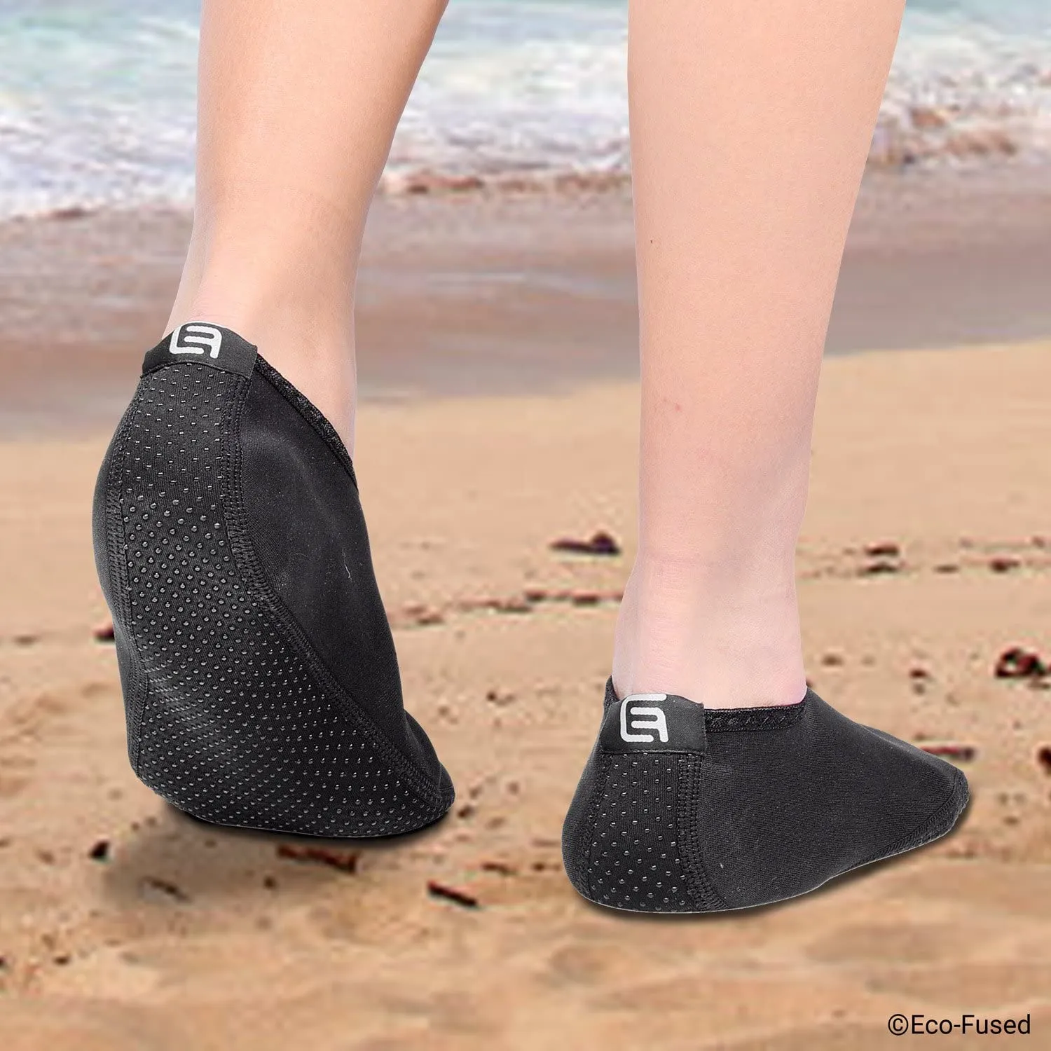 Eco-Fused Water Socks or Shoes for Women - Extra Comfort - Protects Against Sand, Cold/Hot Water, UV, Rocks/Pebbles - Easy Fit Footwear for Swimming, Size Small (5-7)