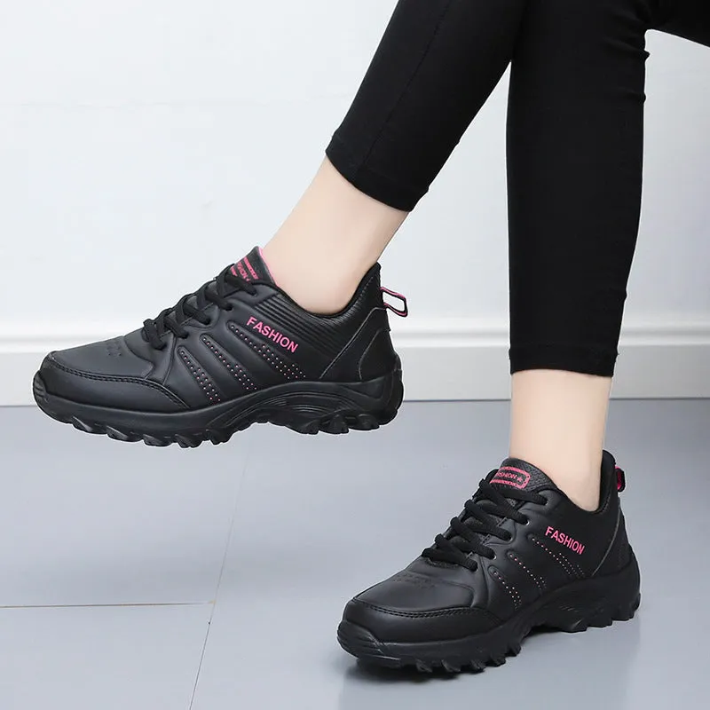 Flat Shoes Autumn And Winter Leather Sneakers