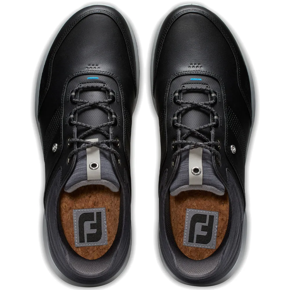 FootJoy Stratos Spikeless Waterproof Shoes - Black/Charcoal/Blue