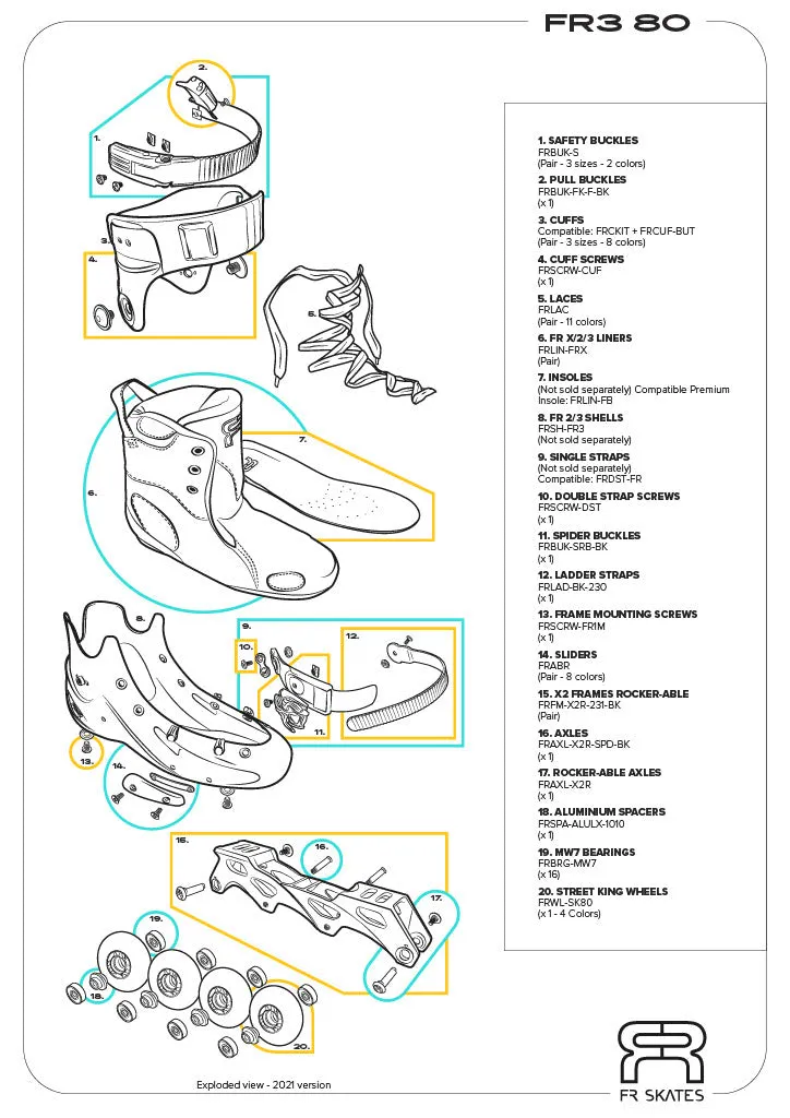 FR FR3 80 Complete Skates - White - 2020 - Super Sale