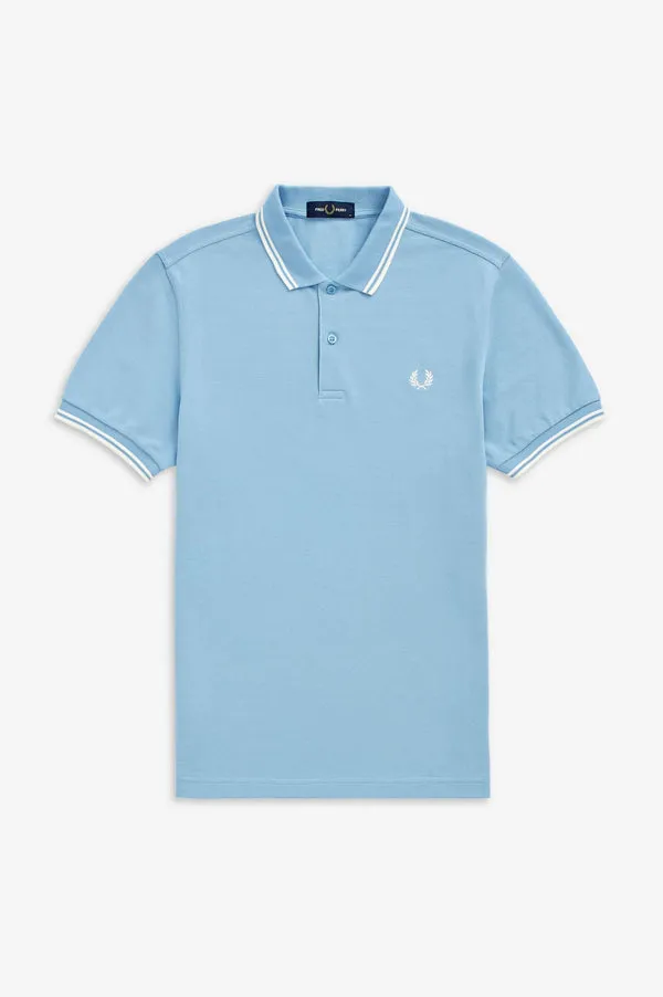 Fred Perry M3600 Polo Shirt - Sky / Snow White