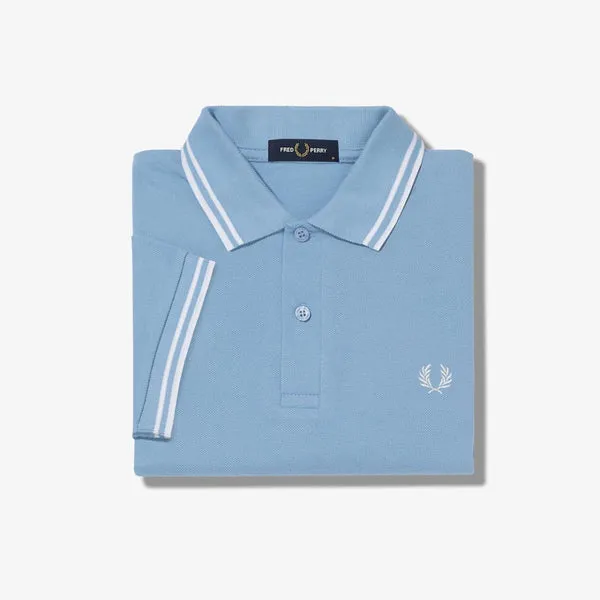 Fred Perry M3600 Polo Shirt - Sky / Snow White