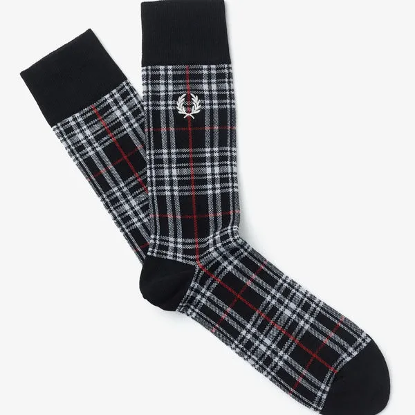 Fred Perry Menzies Tartan Socks Black / Snow White