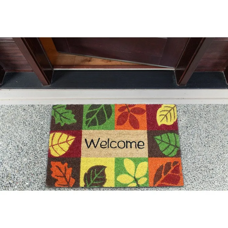 Harvest Welcome Leaves Icon 18" x 30" Vinyl Back Coir Doormat