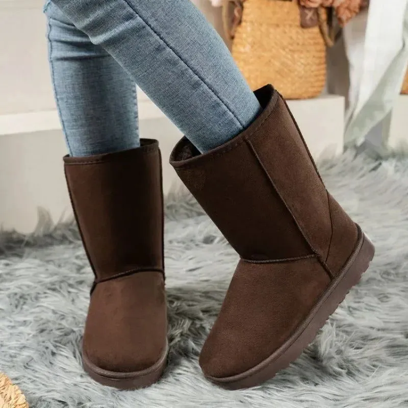 High Quality Warm Plush Fur Slip-on Mid-calf Snow Boots