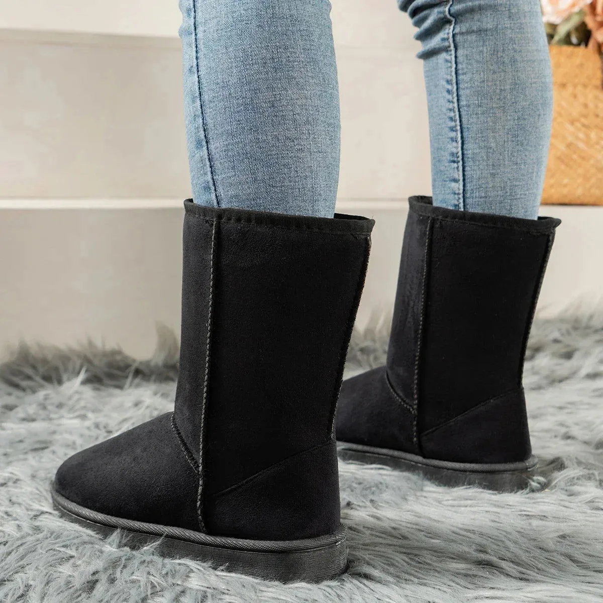 High Quality Warm Plush Fur Slip-on Mid-calf Snow Boots