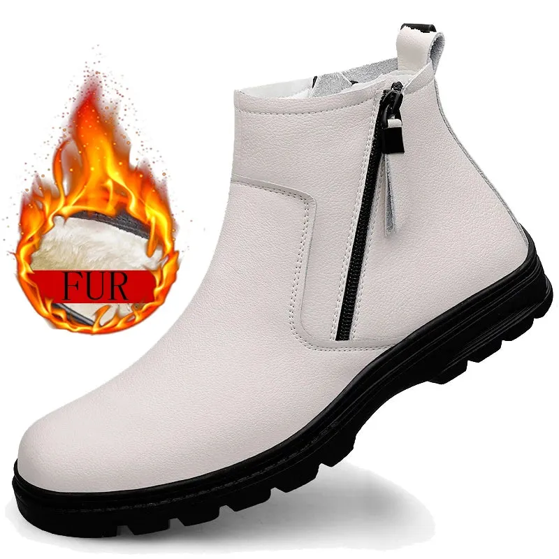 Hnzxzm Winter Boots Luxury Brand Chelsea Boots Plus Velvet Boots High Quality Men Business Leather Casual Shoes Ankle Boots Snow Boots