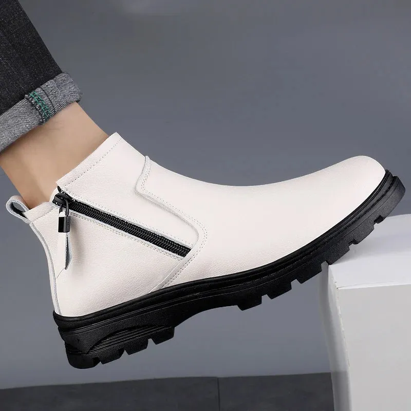 Hnzxzm Winter Boots Luxury Brand Chelsea Boots Plus Velvet Boots High Quality Men Business Leather Casual Shoes Ankle Boots Snow Boots