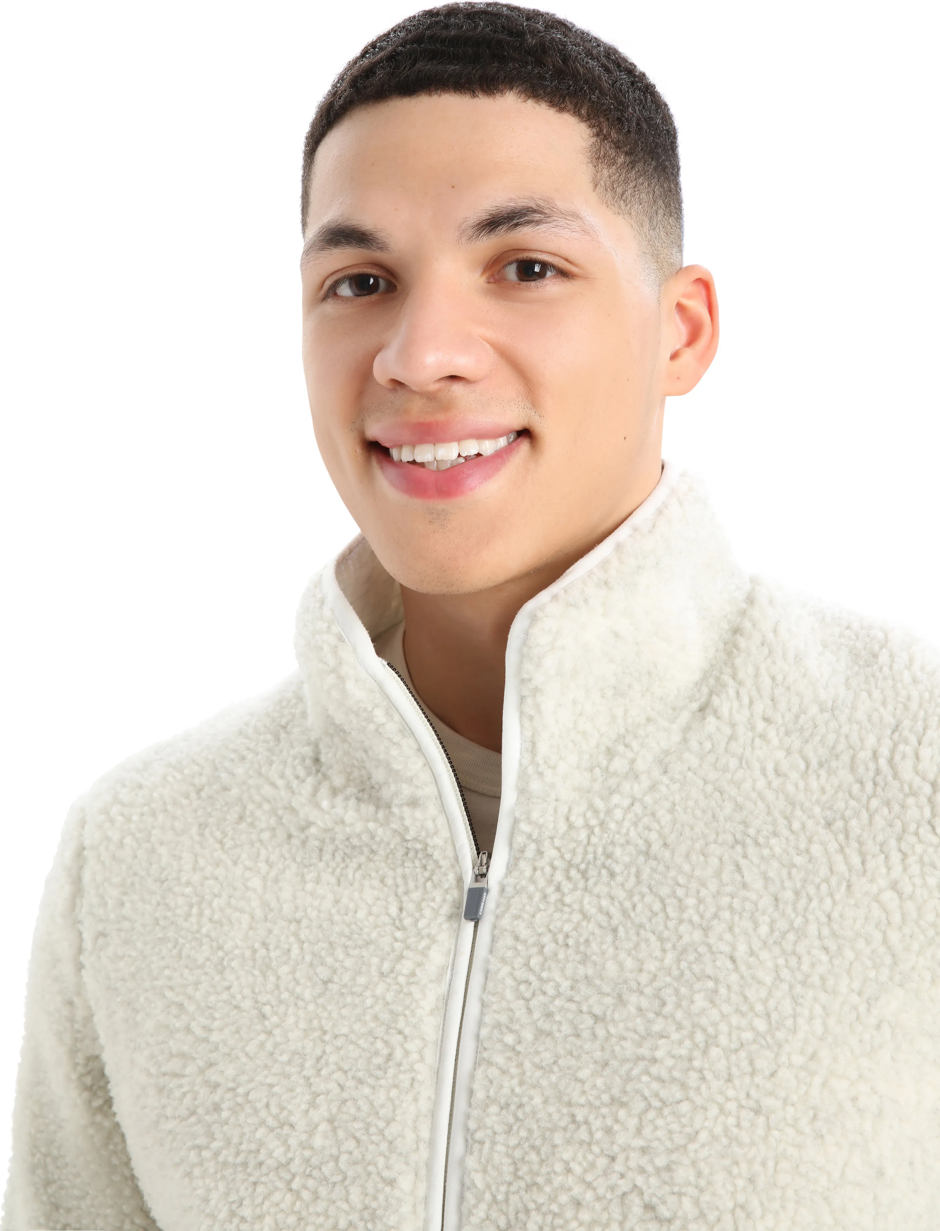 Icebreaker Men&#x27;s Realfleece Sherpa Long Sleeve Zip Ecru Heather/Snow | Buy Icebreaker Men&#x27;s Realfleece Sherpa Long Sleeve Zip Ecru Heather/Snow here | Outnorth