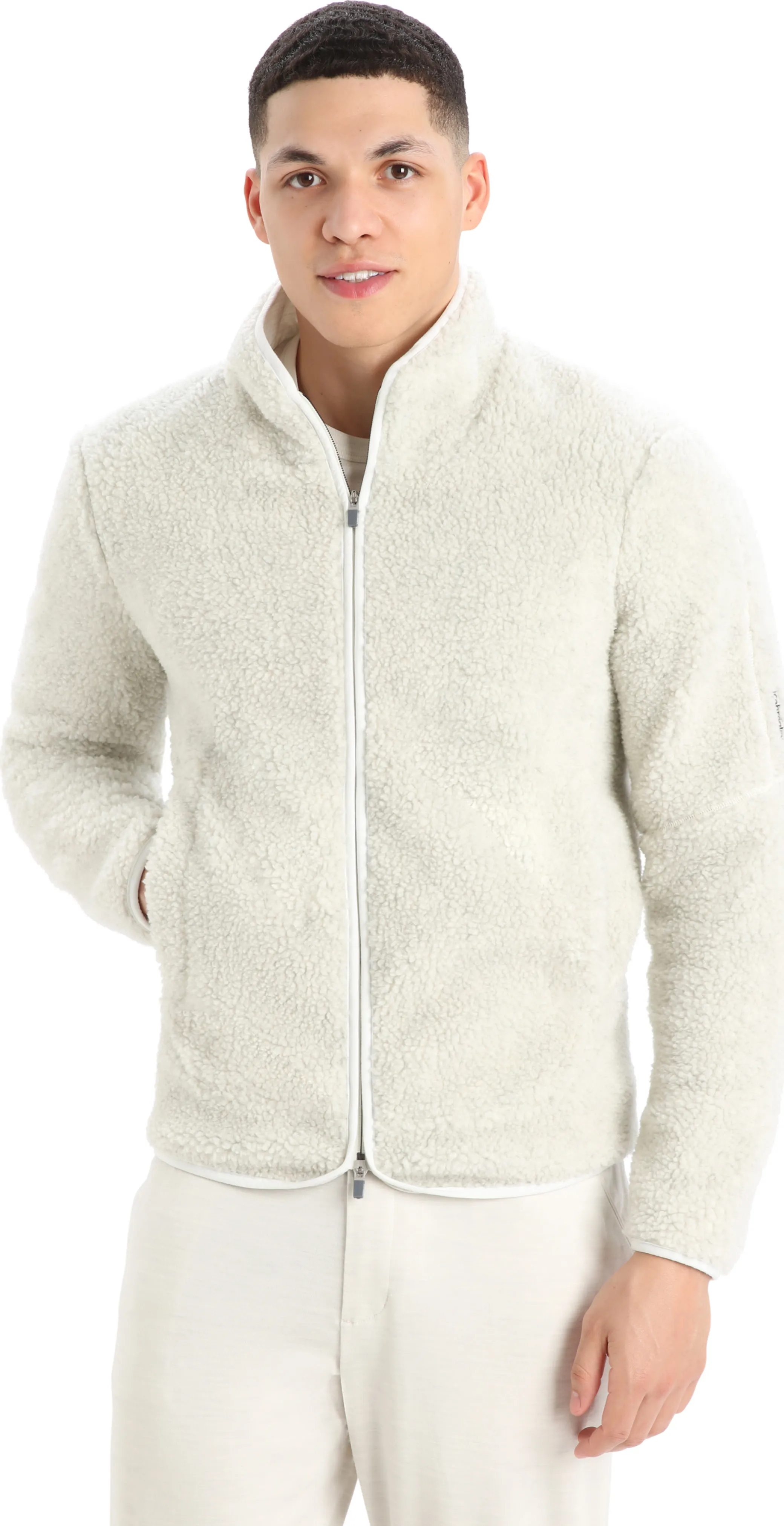 Icebreaker Men&#x27;s Realfleece Sherpa Long Sleeve Zip Ecru Heather/Snow | Buy Icebreaker Men&#x27;s Realfleece Sherpa Long Sleeve Zip Ecru Heather/Snow here | Outnorth