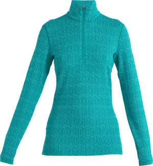 Icebreaker Women&#x27;s Mer 260 Vertex Long Sleeve Half Zip Herenga Flux Green/Snow | Buy Icebreaker Women&#x27;s Mer 260 Vertex Long Sleeve Half Zip Herenga Flux Green/Snow here | Outnorth