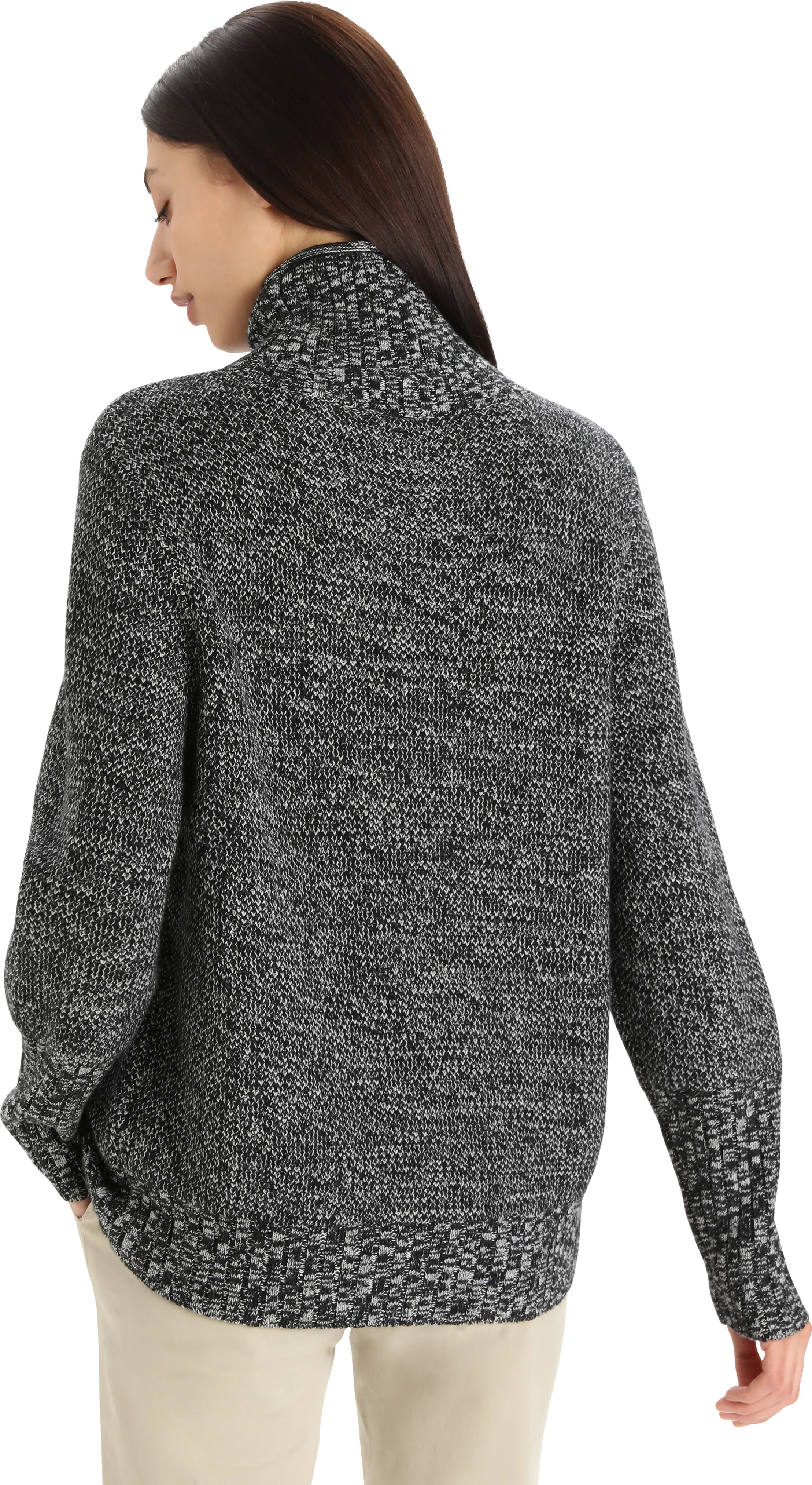 Icebreaker Women&#x27;s Seevista Funnel Neck Sweater Black/Snow | Buy Icebreaker Women&#x27;s Seevista Funnel Neck Sweater Black/Snow here | Outnorth