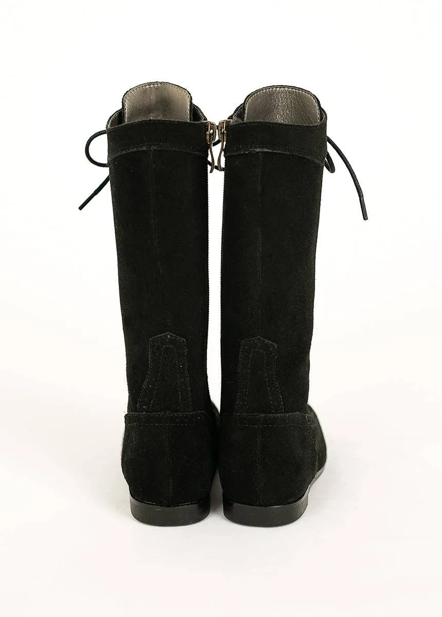 Joyfolie Aelin Little Girls Tall Suede Boots in Black