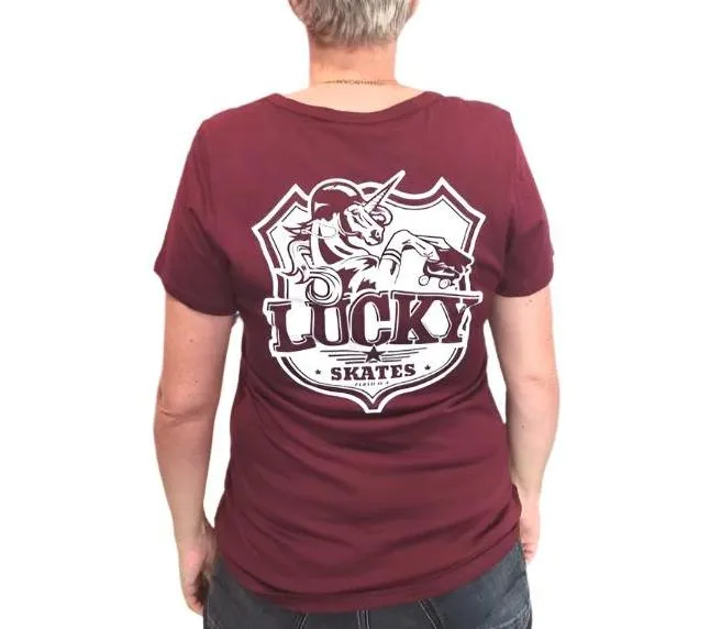 Lucky Skates Maroon Scoop Tee