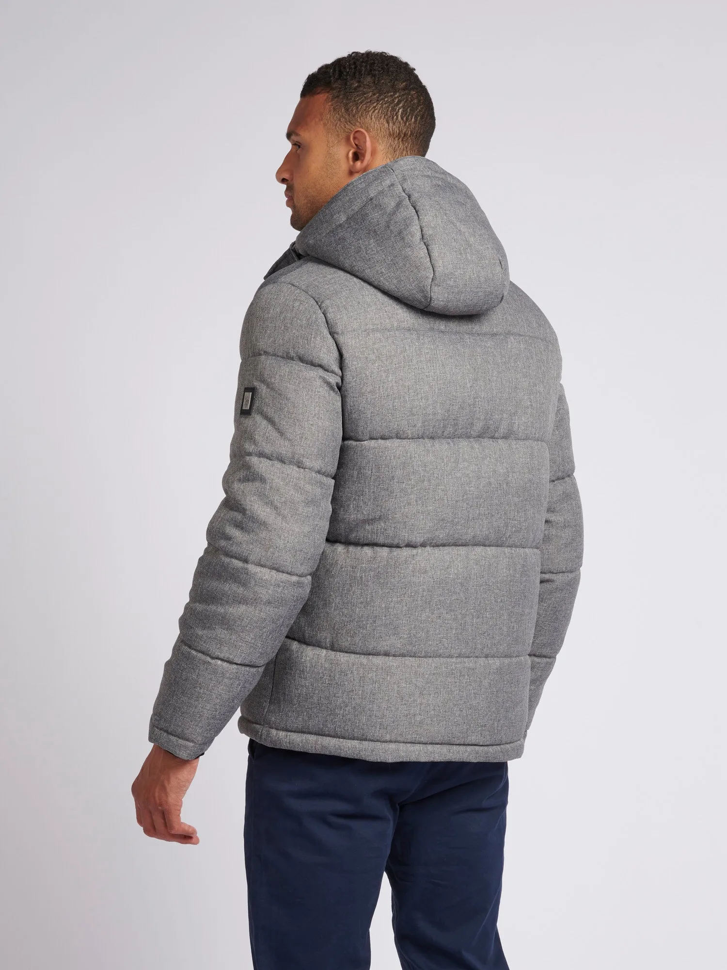 Mens Textured Winter Puffer Jacket in Charcoal