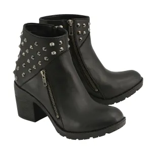 Milwaukee Leather MBL9402 Women's Black Spiked Side Zipper Fashion Boots with Platform Heel