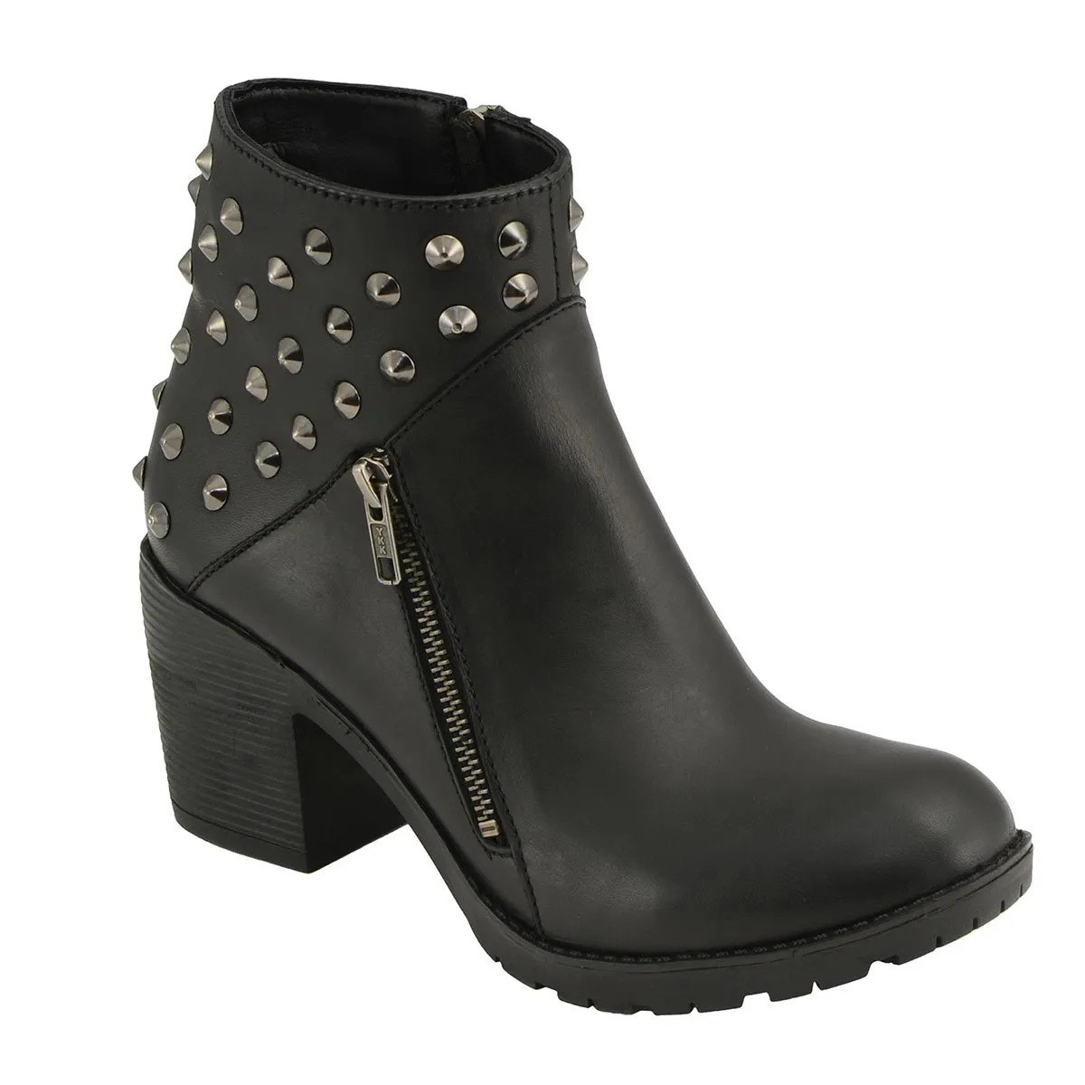 Milwaukee Leather MBL9402 Women's Black Spiked Side Zipper Fashion Boots with Platform Heel