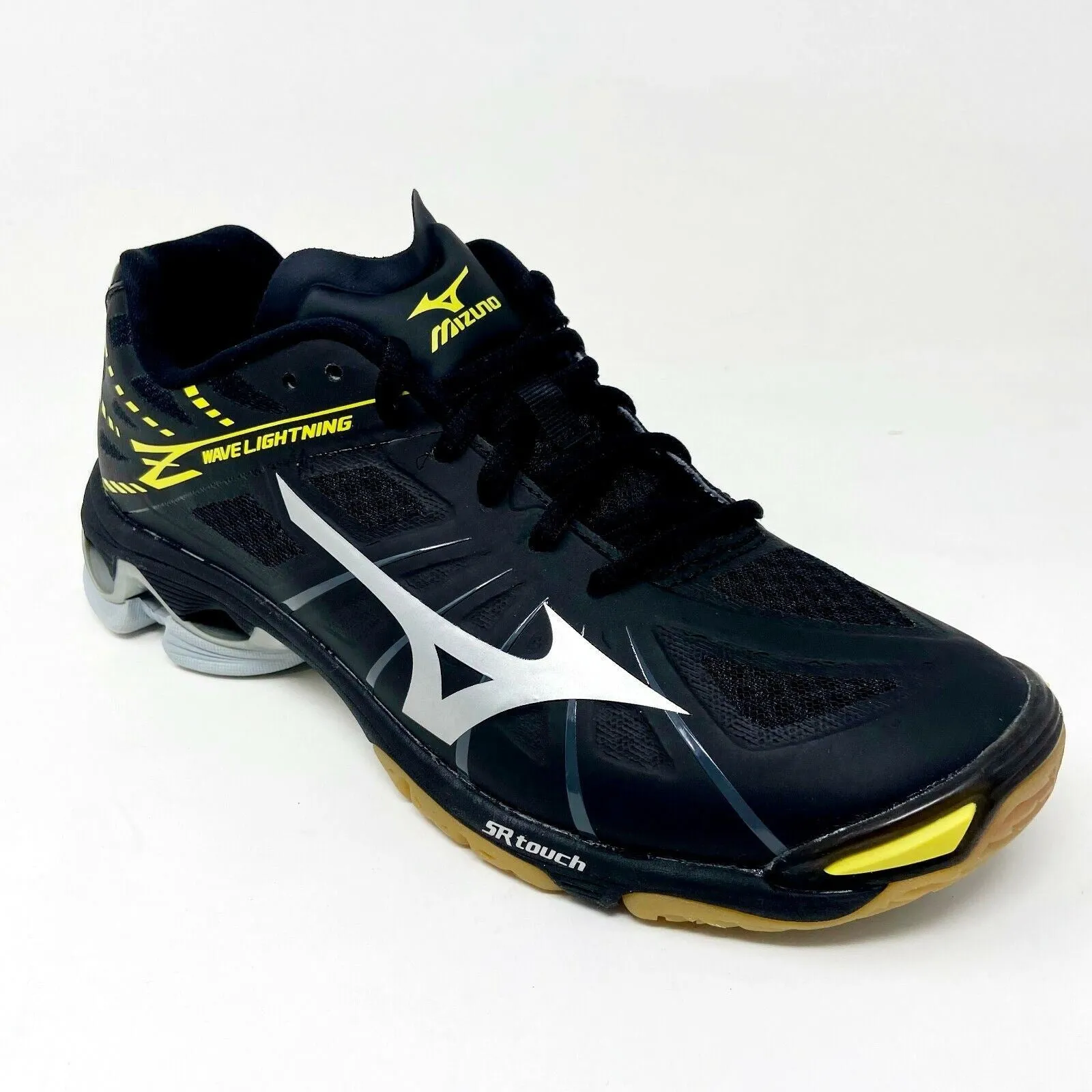 Mizuno Wave Lightning Z Black Silver Yellow Womens Traction Volleyball Shoes