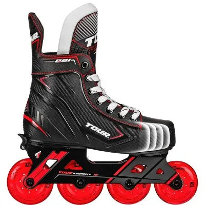 New - Tour Kids Adjustable Inline and Roller Hockey Skates, Black/Red